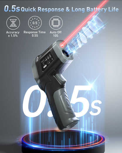 Eventek Infrared Thermometer, [3 in 1] -50°C～600°C (-58°F~1112°F), IR Pyrometer Non-Contact Digital Laser Temperature Gun with Meat Thermometer & Case, for Kitchen/Barbecue/Industry.