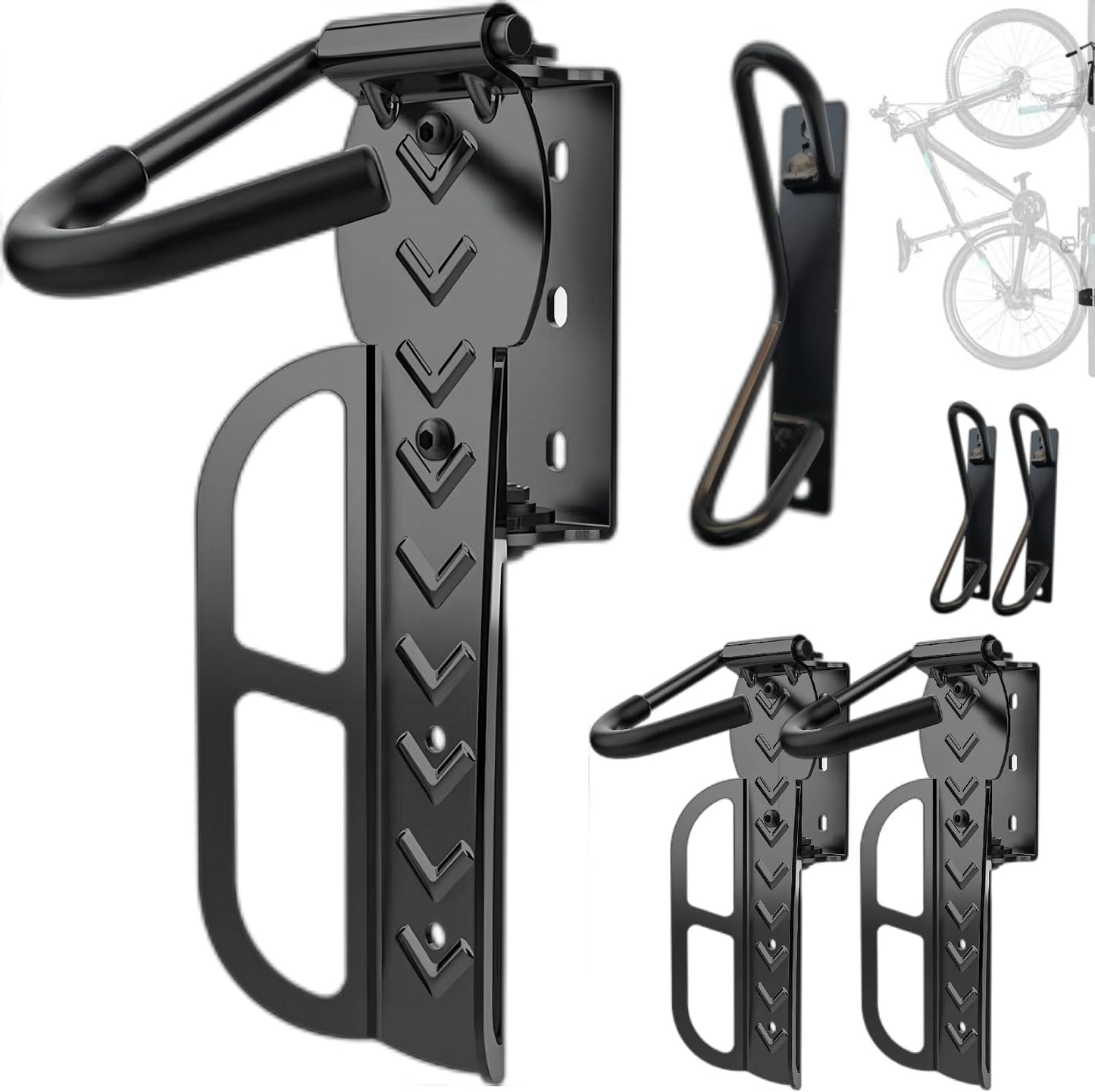 Bicycle wall mount 3 pack - TAZZOR Bike Wall Mount with 100% steel construction. Swivel design for vertical bike storage on the wall.