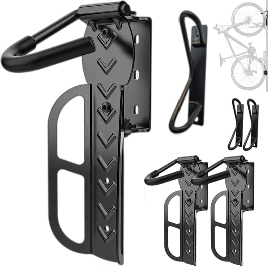 Bicycle wall mount 3 pack - TAZZOR Bike Wall Mount with 100% steel construction. Swivel design for vertical bike storage on the wall.