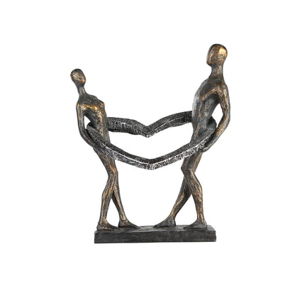 Casablanca - Decorative sculpture figure Connected - made of poly bronze-colored couple H 31 cm