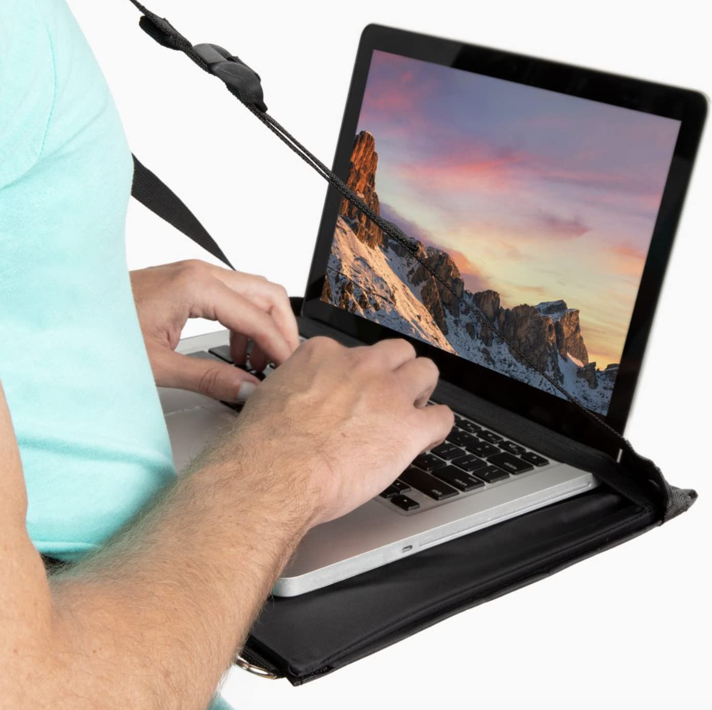 Laptop Harness, standing desk, mobile walking laptop carrier, adjustable desk, and portable laptop stand, hands-free portable desk for laptop (13 inch) or notebook.