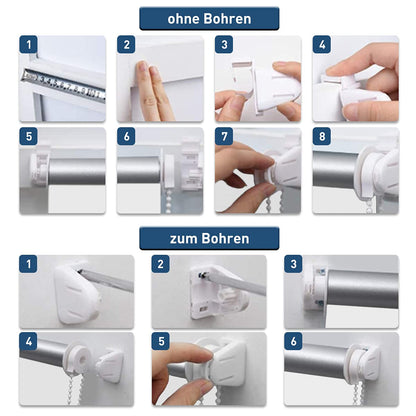 bobodeco blackout roller blind without drilling & with drilling, blackout roller blind with clamp, white 85x130cm (WxH), thermal roller blind privacy and sun protection, roller blinds heat protection for windows & doors
