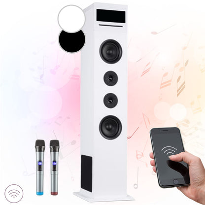 Auna KTV karaoke music box with microphone, Bluetooth karaoke machine with remote control, CD player & speaker, party box for kids & adults, LED display, karaoke system with RCA video/AUX/USB.