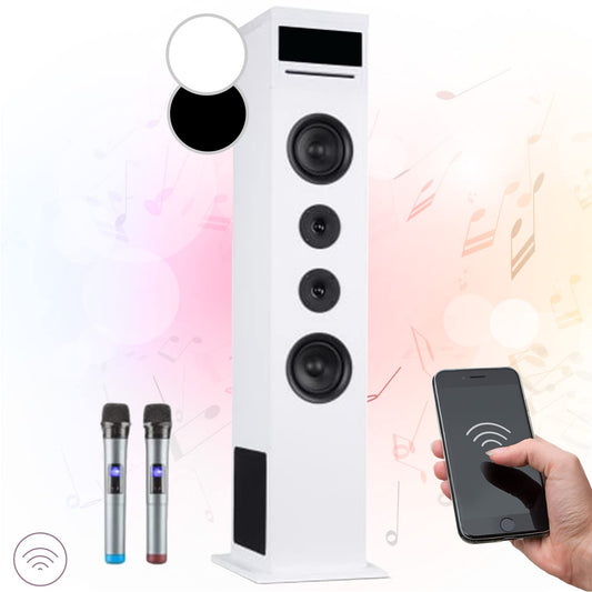 Auna KTV karaoke music box with microphone, Bluetooth karaoke machine with remote control, CD player & speaker, party box for kids & adults, LED display, karaoke system with RCA video/AUX/USB.