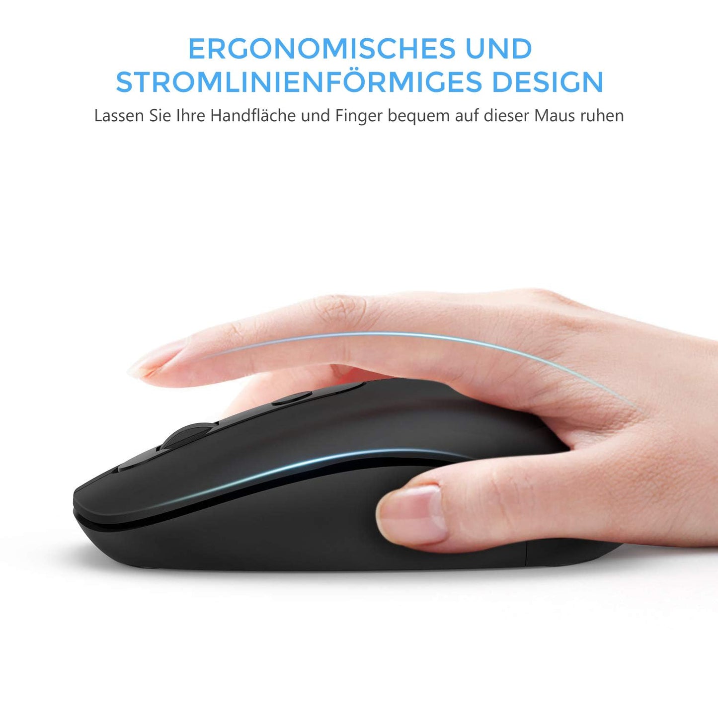 Seenda Wireless 2.4GHz Mouse [2-in-1] with USB-C Receiver - Quiet USB-C Wireless Mouse for PC, Laptop, MacBook, Tablet & Windows - 2400 DPI - Black.
