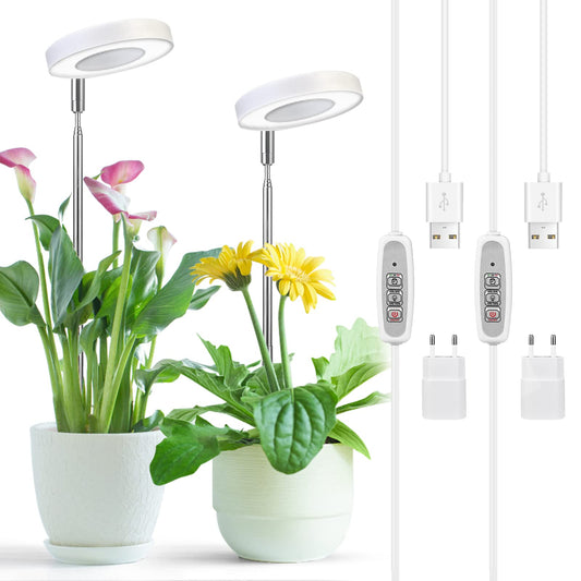 Cieex 2 Pack Plant Lamp Led Full Spectrum, Plant Lamp for Indoor Plants, Plant Light, Plant Lamp with Auto Timer, USB Adapter 4 Brightness Adjustable Height