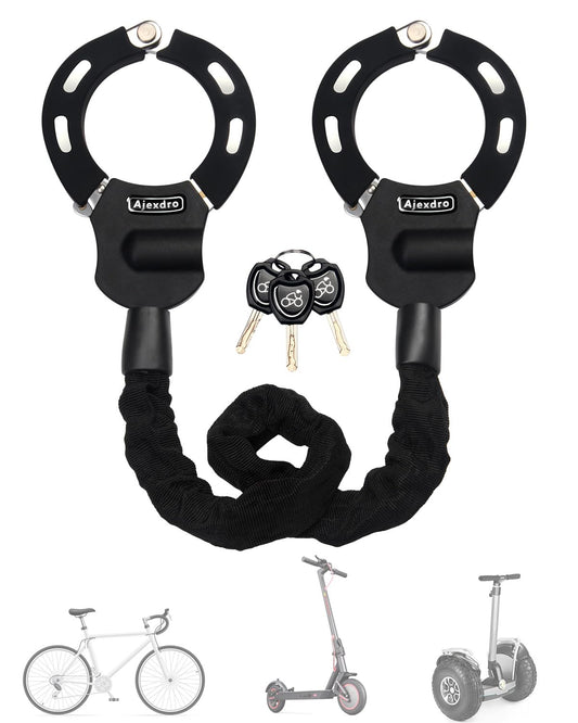 E-scooter lock, handcuff lock with key, lock for e-scooter with rubber lock sleeve, bike lock high security, 90cm, ideal for e-scooter, bike, stroller (key lock A)