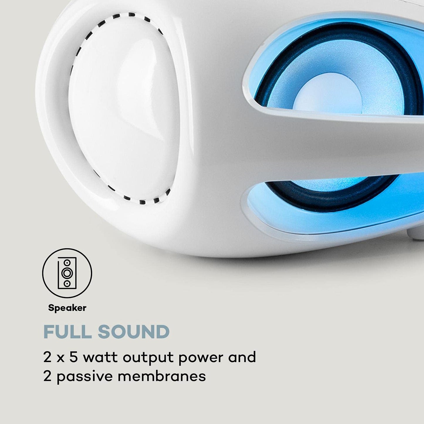 auna Spacewoofer DAB Boombox with CD player - portable speaker, music box, 40 watts, FM radio, DAB+, Bluetooth, USB, AUX IN, LED light effects, can be powered by mains or batteries, includes remote control, white