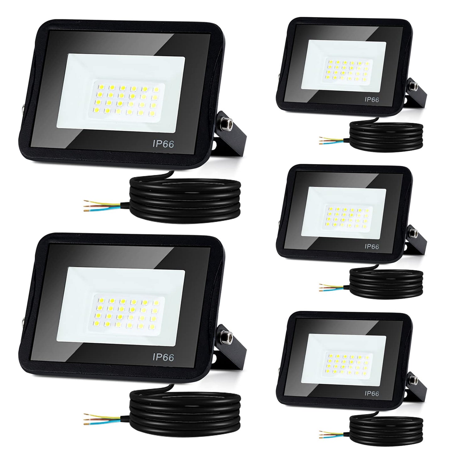 Tubiaz LED Floodlight Outdoor, 30W Floodlight Spotlight Waterproof IP66, Spotlight 230V, Super Bright Outdoor Floodlight 2550LM 6000K Cool White Lighting Outdoor Lamp (No Plug)