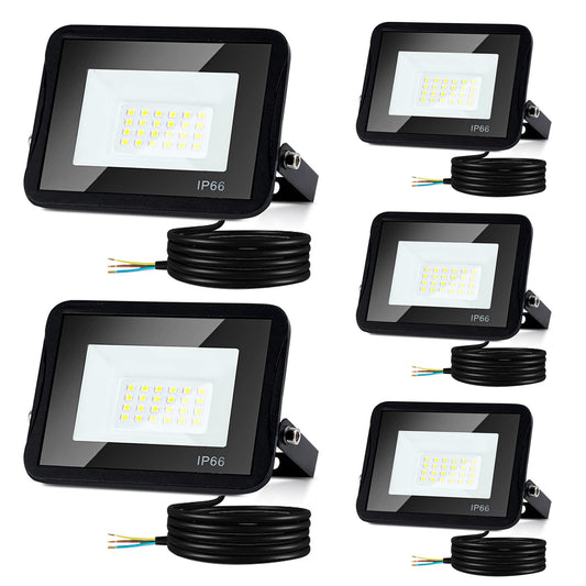 Tubiaz LED Floodlight Outdoor, 30W Floodlight Spotlight Waterproof IP66, Spotlight 230V, Super Bright Outdoor Floodlight 2550LM 6000K Cool White Lighting Outdoor Lamp (No Plug)