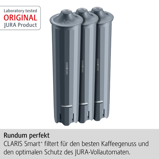 JURA original - CLARIS Smart+ filter cartridge with automatic filter detection - TÜV certified hygiene - 3-pack - 24233, Gray