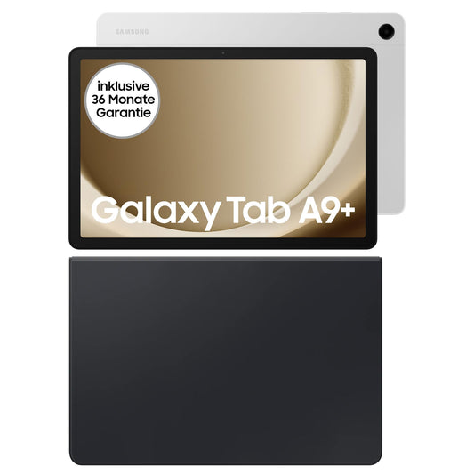 Samsung Galaxy Tab A9+ Wi-Fi Android tablet, 64GB storage, large display, 3D sound, unlocked with no contract, Silver + Keyboard Cover.