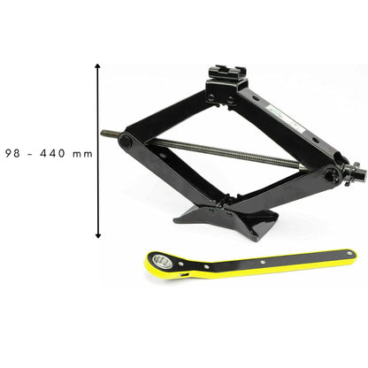 2T scissors jack, 98-440mm, Car Jack Kit with ratchet, steel column and rubber, Auto lift, enlarged steel plate, portable jack for car MPV SUV (SN4547)