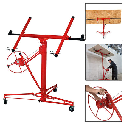 Ikodom Foldable XXL Plasterboard Lifter, adjustable height from 132-335cm, maximum 290cm arm width and 68kg load capacity, Red
