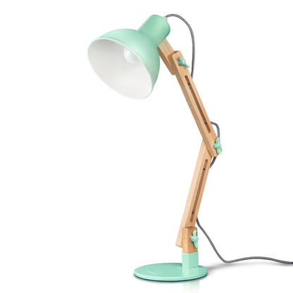 Tomons desk lamp, LED table lamp in classic wood design, bedside lamp, lamp with adjustable arm, table lamp for living room, office, white