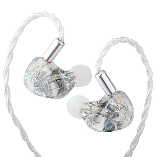 LINSOUL Kiwi Ears Orchestra Lite Performance Custom 8BA In-Ear Monitor IEM with Detachable 4-Wire 7N Oxygen-Free Copper OFC Cable, Handcrafted Faceplate (Clear)