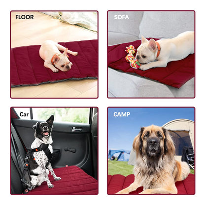 XIAPIA waterproof dog mat for outdoor use. Washable dog bed, antistatic, hygienic, foldable. Large pet travel blanket 110x68 cm (Red/Gray).