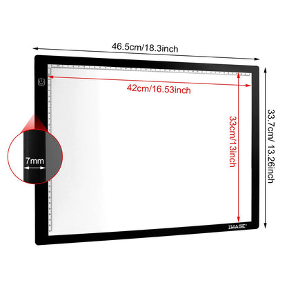 A3 LED Light Pad Lightbox with USB Cable Copy Board for Drawing Painting Sketching Animation Copying.