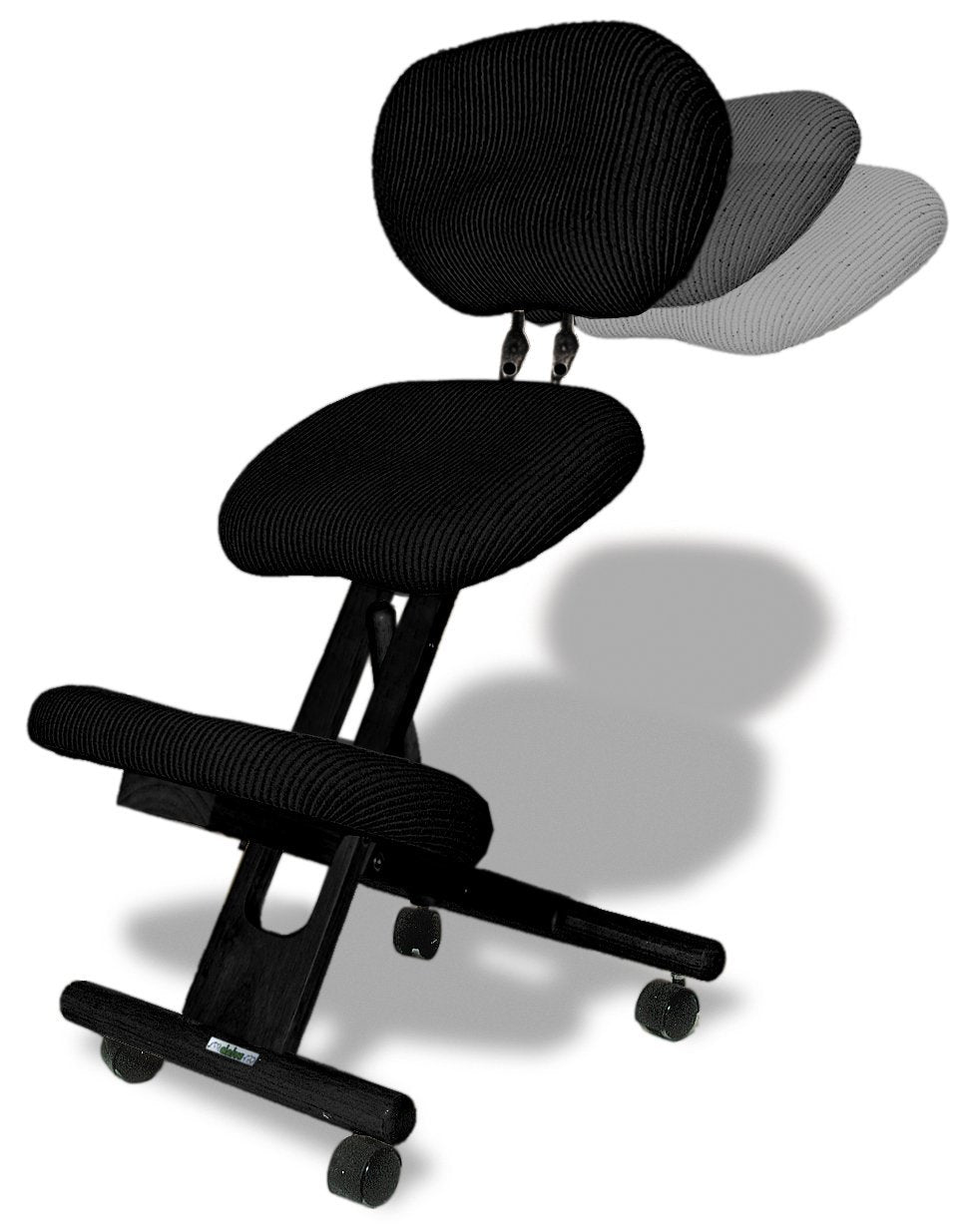 Cinius Ergonomic Chair Orthopedic Knee Chair with Back Computer Chair Knee Stool Fabric Black Color