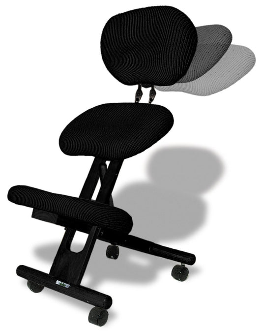 Cinius Ergonomic Chair Orthopedic Knee Chair with Back Computer Chair Knee Stool Fabric Black Color