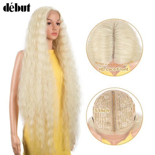 DEBUT Lace Front Wig Super Long Wavy Wig for Women 104cm 280g Synthetic Heat Resistant Fiber 130% Density (104cm, 613)