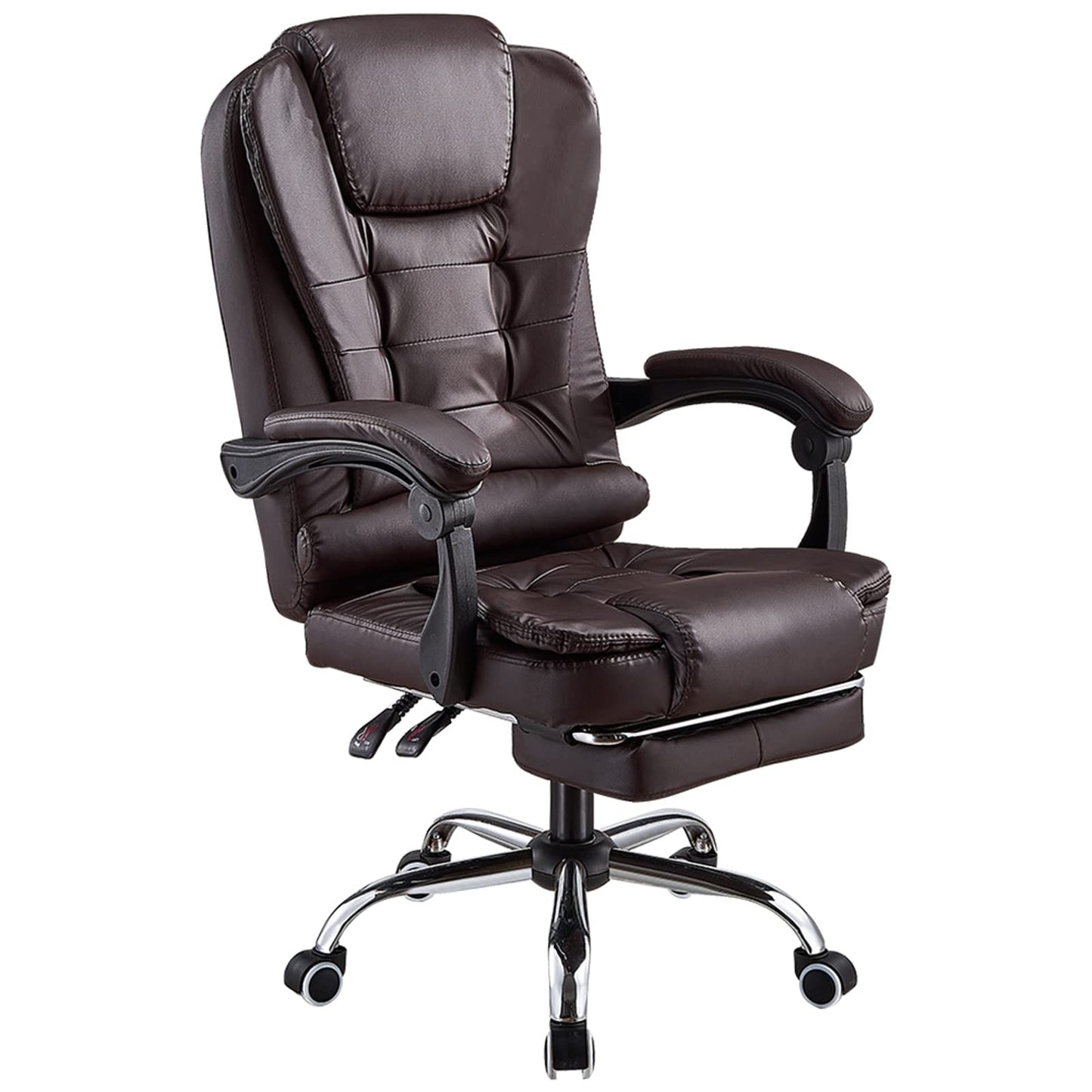 Panama office chair Heavy-Duty Executive Reclining Chair with Footrest made of PU Leather Gaming Chair (Brown), BOOC150FD