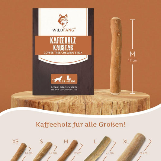 Wildfang® Coffee Wood for Dogs - natural, indestructible chew toy made from coffee wood for aggressive chewers & teething puppies, dental care dog toy, size M (15-25 kg), pack of 3