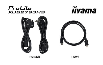 iiyama Prolite XUB2793HS-B7 27" IPS LED monitor offers Full-HD resolution, 100Hz refresh rate, HDMI, DP, height adjustment, pivot, Adaptive Sync, and black design.