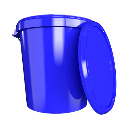 5 buckets with lids 30 liters Made in Germany - food-safe, stable, airtight - storage buckets for food, office supplies, kids' room, household, workshop, catering Blue