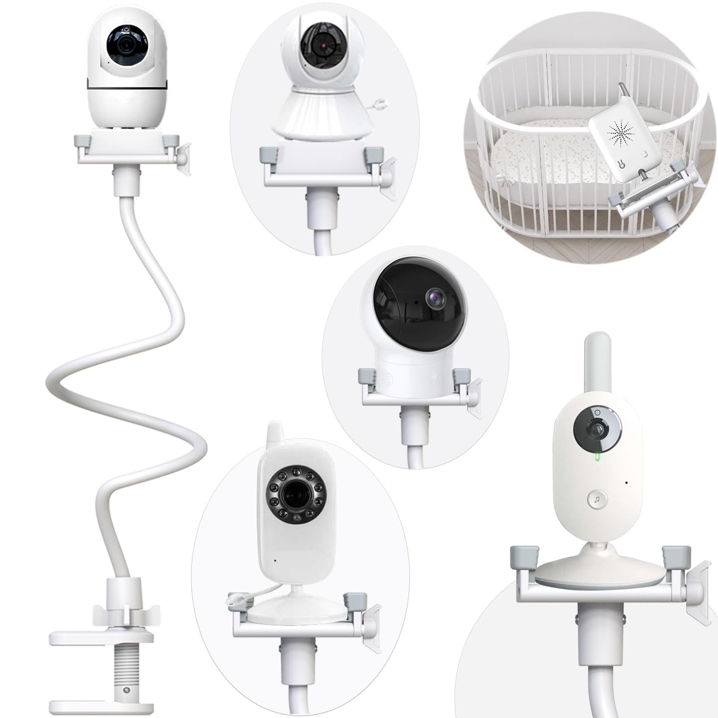 Derebir baby monitor holder camera mount compatible with Philips Avent/Momcozy/GHB/Hellobaby/Blemil/jeeber-VB805PR baby monitors.
