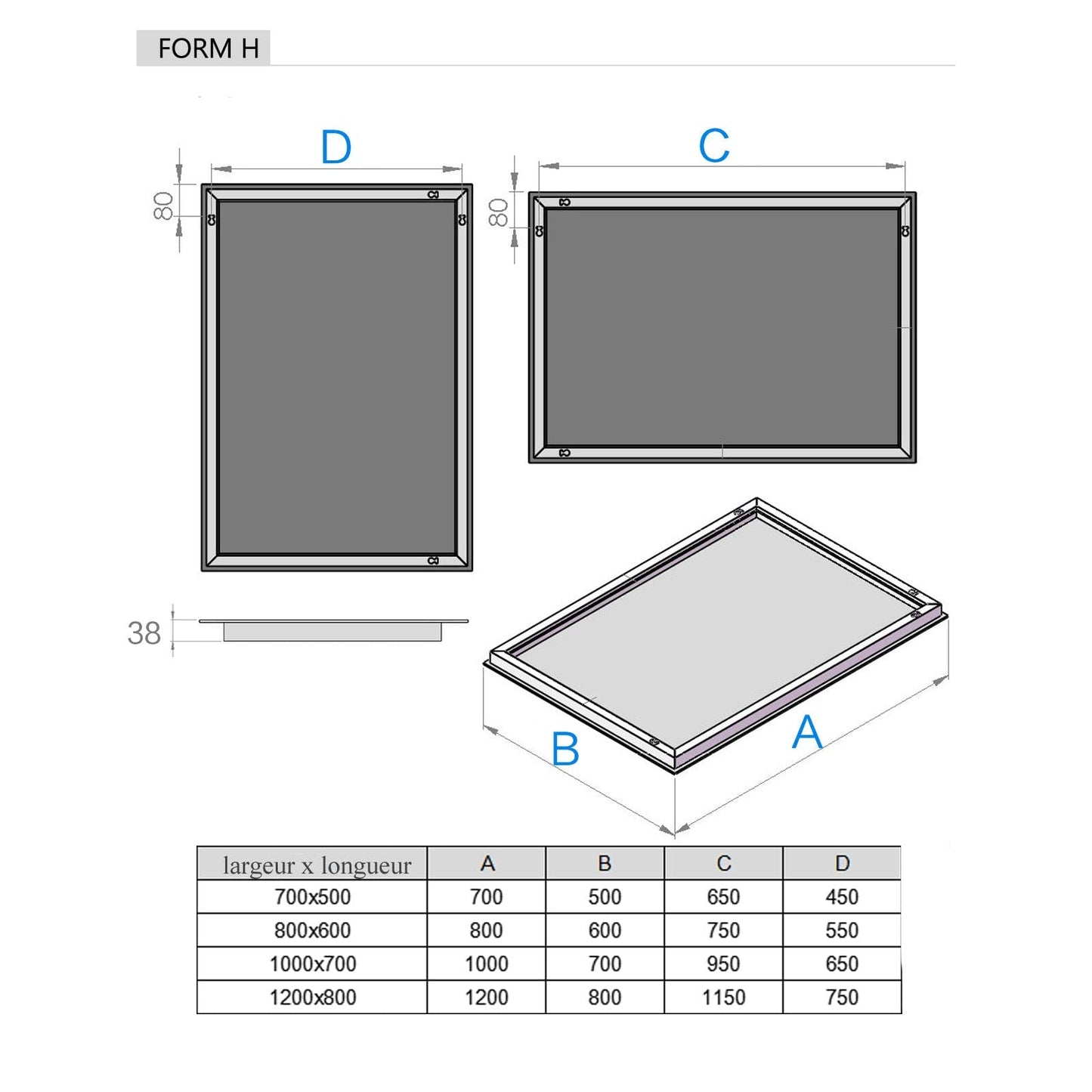MEESALISA LED bathroom mirror 100x70 cm with lighting Bathroom wall mirror Anti-fog light mirror with socket Clock Touch Dimmable