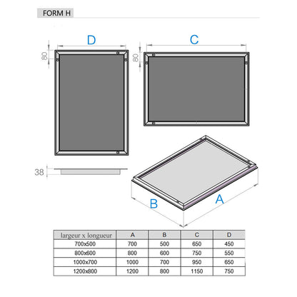 MEESALISA LED bathroom mirror 100x70 cm with lighting Bathroom wall mirror Anti-fog light mirror with socket Clock Touch Dimmable