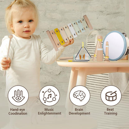 Toddler musical instruments, Montessori music toys for babies, percussion instruments for 1 year old boys and girls, birthday gift for kids aged 1-3 years (8 in 1) (6 in 1)