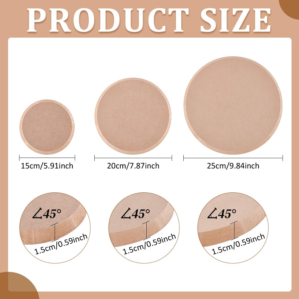 BENECREAT 3 Piece Round Pottery Form, Ceramic Slab Mold, Wooden Density Plate Printed Blanks, Peeling Clay Slab for DIY Ceramic Cutting and Printed Blanks