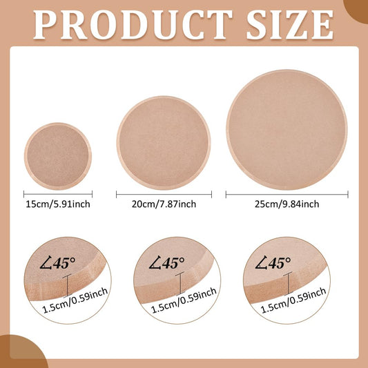 BENECREAT 3 Piece Round Pottery Form, Ceramic Slab Mold, Wooden Density Plate Printed Blanks, Peeling Clay Slab for DIY Ceramic Cutting and Printed Blanks