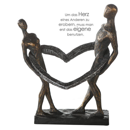 Casablanca - Decorative sculpture figure Connected - made of poly bronze-colored couple H 31 cm
