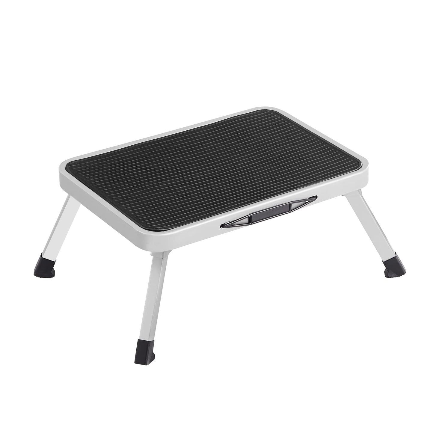 SONGMICs step stool, folding step ladder made of steel, non-slip step surface, can hold up to 150 kg, unfolded size 32 x 44 x 17.5 cm, white GSL01WT