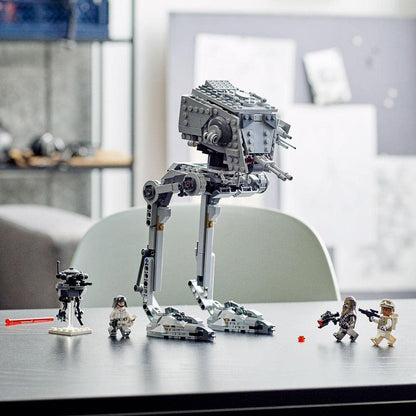 LEGO 75322 Star Wars AT-ST on Hoth with figures of Chewbacca and Droid, collectible toy from The Empire Strikes Back.