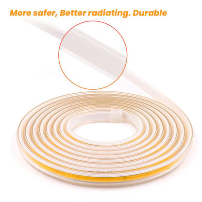 KISUFU 220V Dimmable COB LED Strip 6m, 360 LEDs/m Warm White 3000K LED Strip CRI≥90, Waterproof High Density Flexible Super Bright COB LED Light Strip for Bedroom, Kitchen, DIY Interior Decoration.