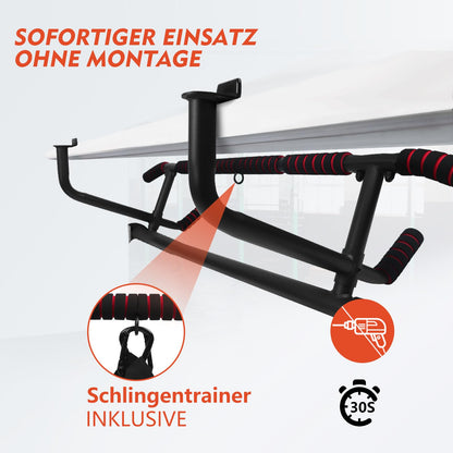 DH FitLife Pull Up Bar Doorway without Screws | Pull up bar Doorway | Bar gymnastics bar door bar for hanging | including suspension trainer | For door frames 70-92cm