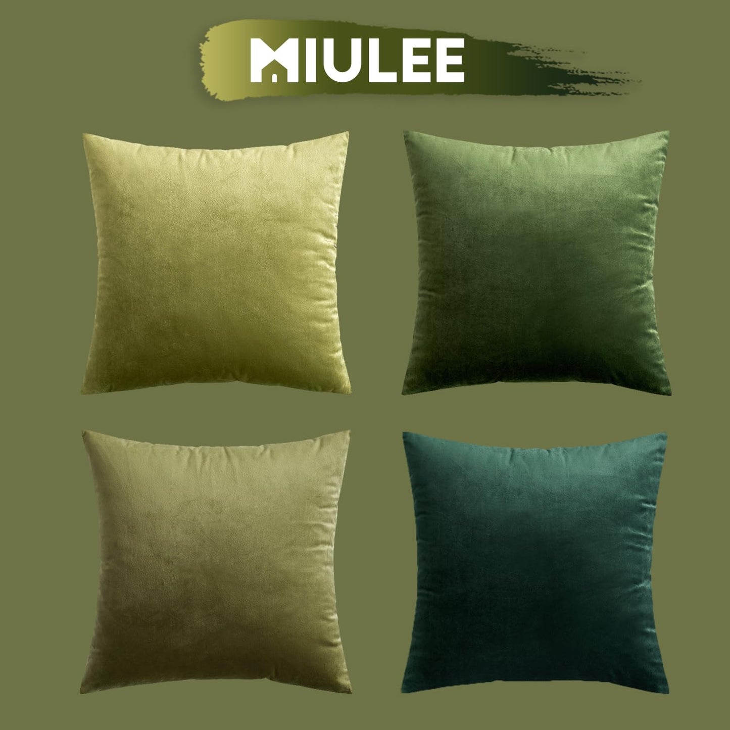 MIULEE Christmas Velvet Throw Pillow Covers Set of 4 Soft Decorative Cushion Cases for Sofa Couch Bed Living Room Kids 50x50cm Forest Green Series