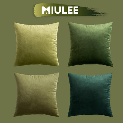 MIULEE Christmas Velvet Throw Pillow Covers Set of 4 Soft Decorative Cushion Cases for Sofa Couch Bed Living Room Kids 50x50cm Forest Green Series