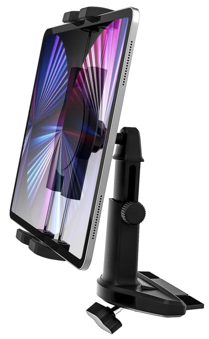Oilcan car CD slot tablet holder, CD player tablet car mount with upgraded telescopic arm, CD slot holder for iPad Pro Air Mini, Galaxy Tab, Kindle, iPhone 4-12.9" smartphones & tablets.