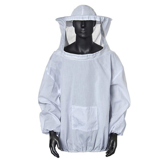 Amacoam Beekeeping Suit Beekeeper Jacket with Hat Professional Beekeeper Clothing Beekeeper Beekeeper Professional Beekeeper Beehive Protection Hat Bee Suit with Zipper for Beekeepers Bee Keepers (White)