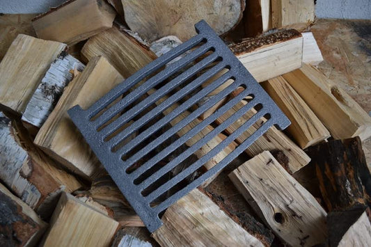 SEZAM 26 x 21.5 cm Cast Iron Grate Fireplace Grate Ash grate Hearth Grate suitable for Fireplace Stove Grate Grate Fire grate Fireplace Accessories Cast Iron Grate Grill Fireplace Square Corner grate