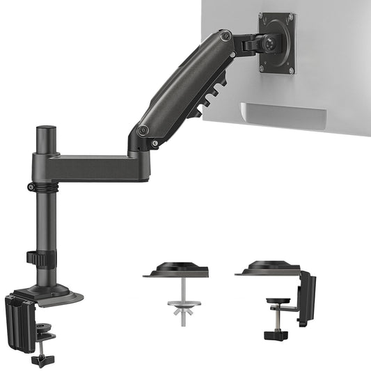 HUANUO 13-34 inch monitor mount for LCD LED screen holds 2-9 kg, gas spring monitor arm, single arm monitor stand VESA 75/100 mm, 360° rotation, 180° swivel