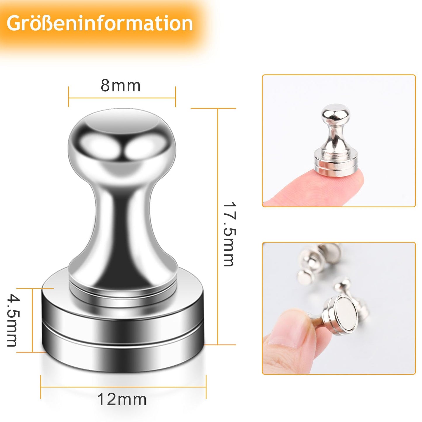 100pcs Strong Neodymium Magnets N52 - Mini magnet for refrigerator, magnetic board, cone magnets, pegboard, bulletin board, whiteboard