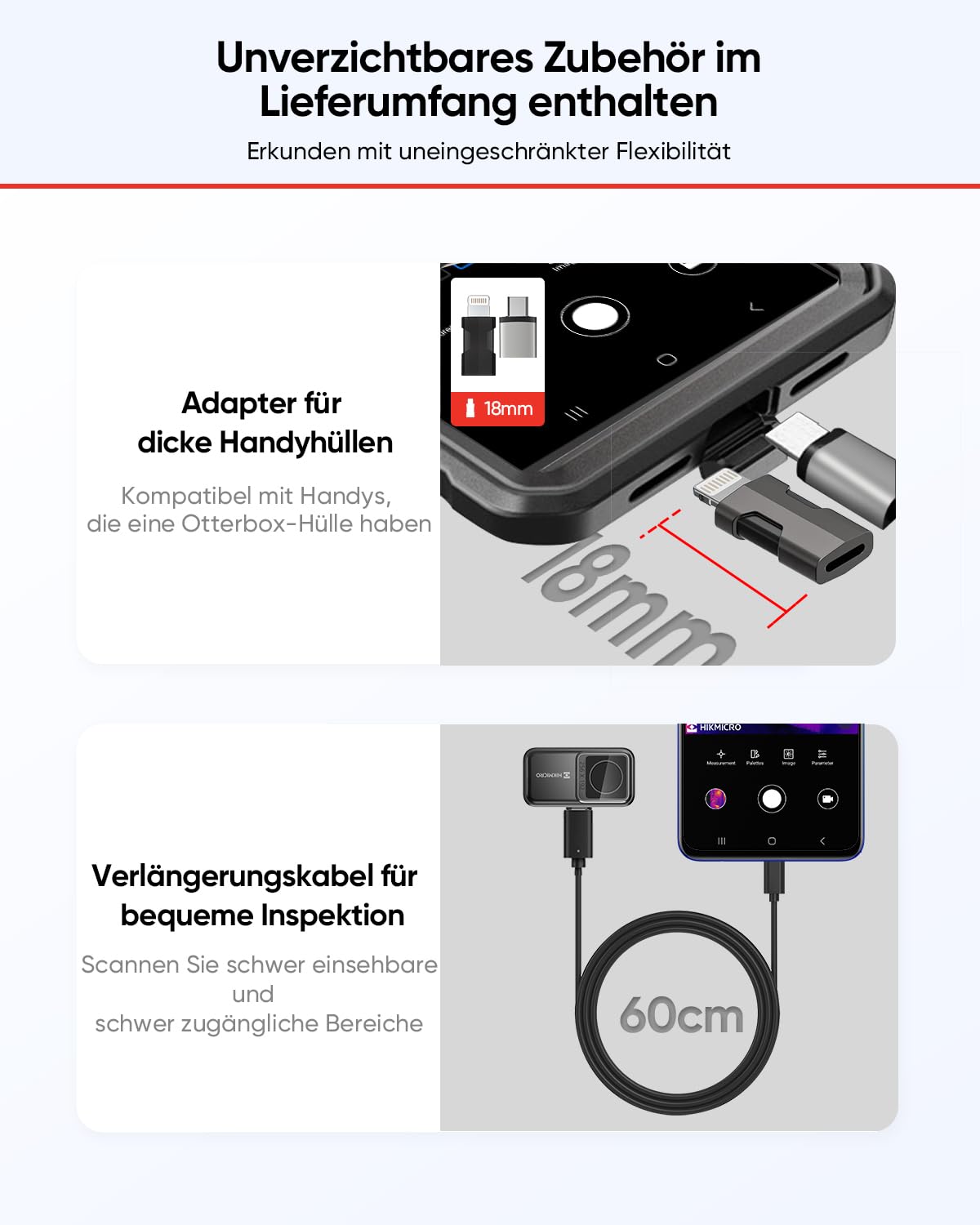 HIKMICRO Minie Thermal Camera - iOS/Android, 192×192 SuperIR Image Enhancement, 25Hz, for Smartphone/Tablet, USB-C/Lightning (supports iPhone 15/16)