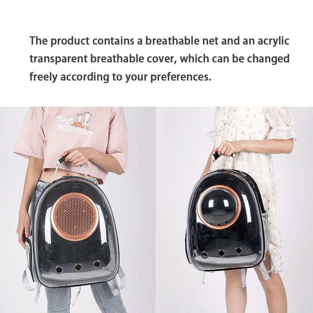 Sipobuy Pet Space Capsule Backpack, Small Medium Cat Puppy Dog Carrier, Transparent Breathable Heat Proof, Pet Carrier for Travel Hiking Walking Camping (Black)