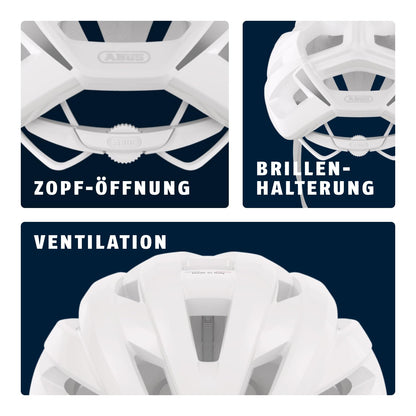 ABUS road bike helmet StormChaser ACE - Lightweight cycling helmet for road racing, gravel bike tours and cyclocross - for men and women - size M, Pure White